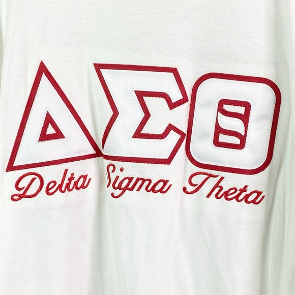 Vintage Delta Sigma Theta White Red Ringer Tee 2XL - Picture 2 of 4